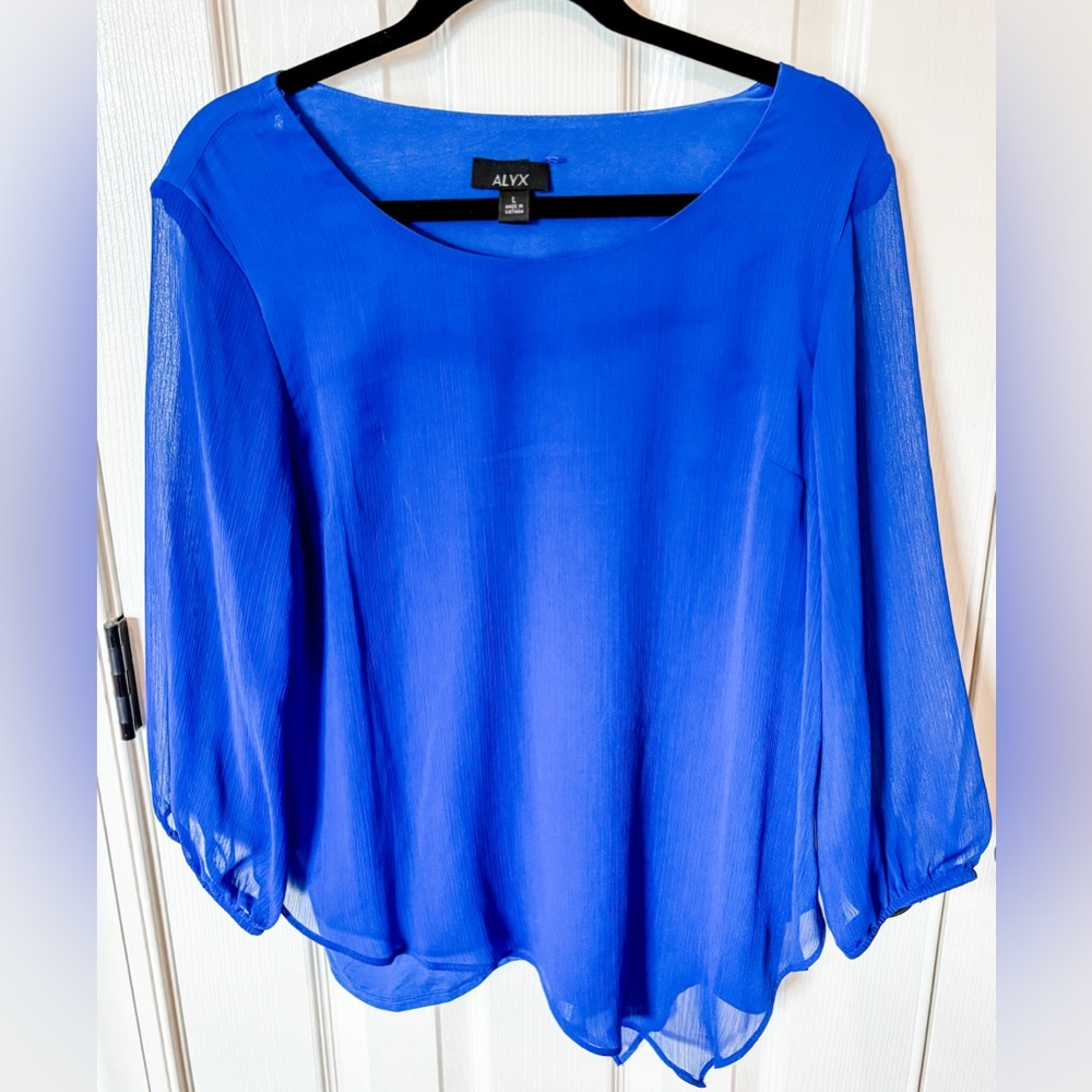 ALYX Semi Sheer 3/4 length sleeves dressy top Large Flowy